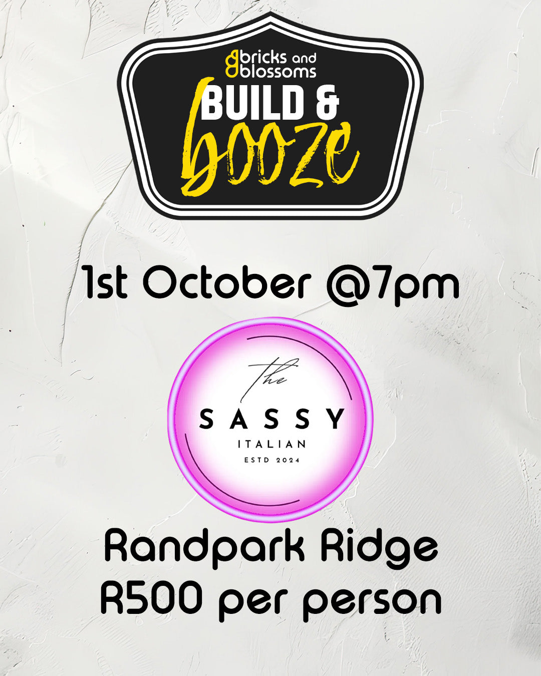 Build & Booze 1st Oct